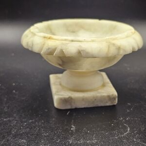 Hand Carved 2” x 3.5” Italian Bird Bath Alabaster Marble Pedestal~MCM